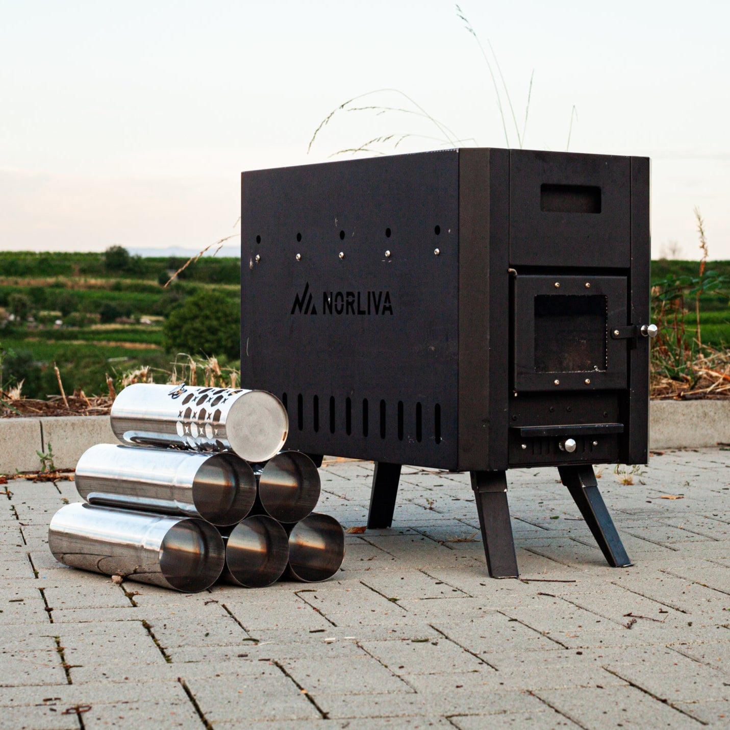 Set: Saunazelt Fjorden + Ofen + Sauna-Zubehör + Bänke + Eistonne