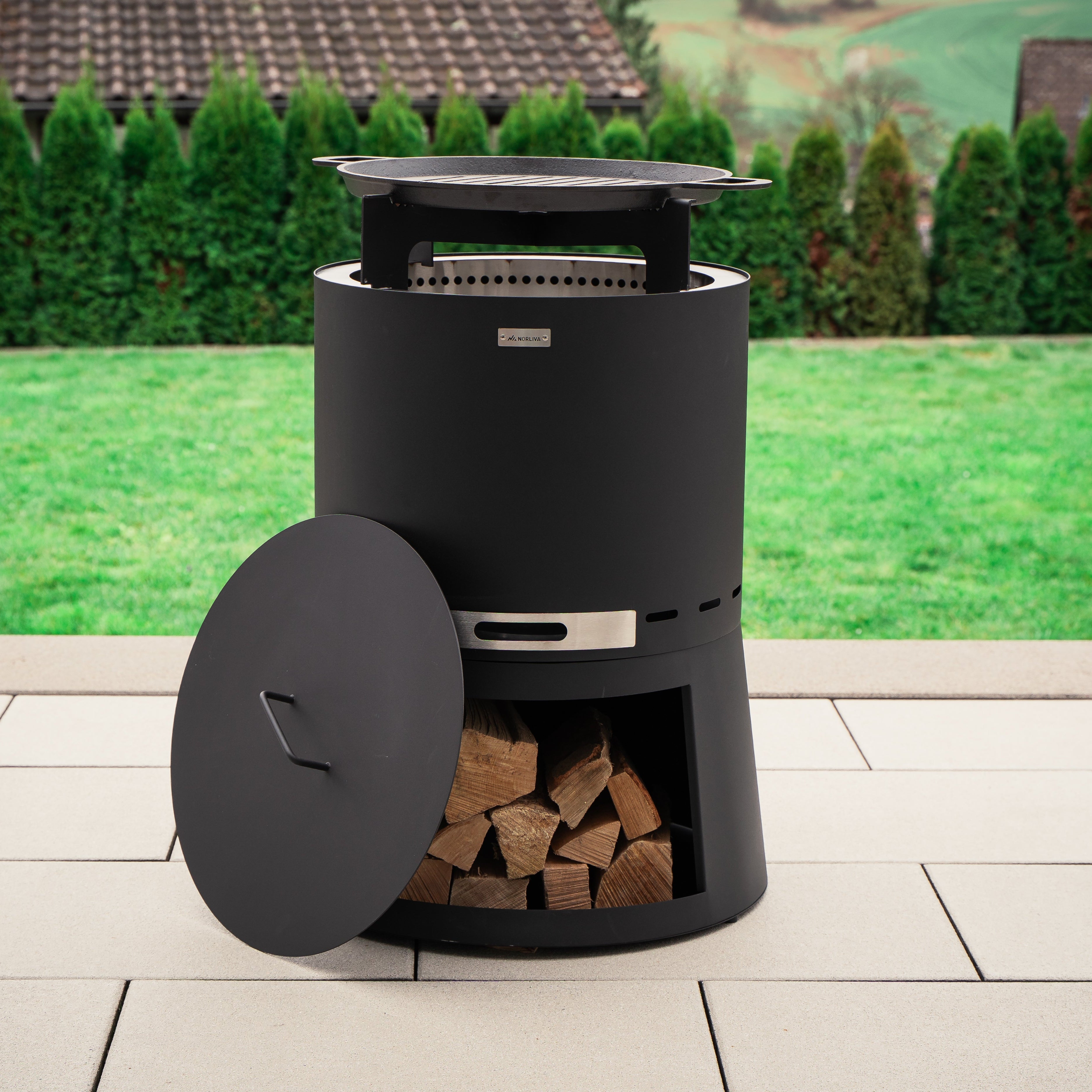 Set: Skara Pluss + Deckel + Gußeisen-Grillrost