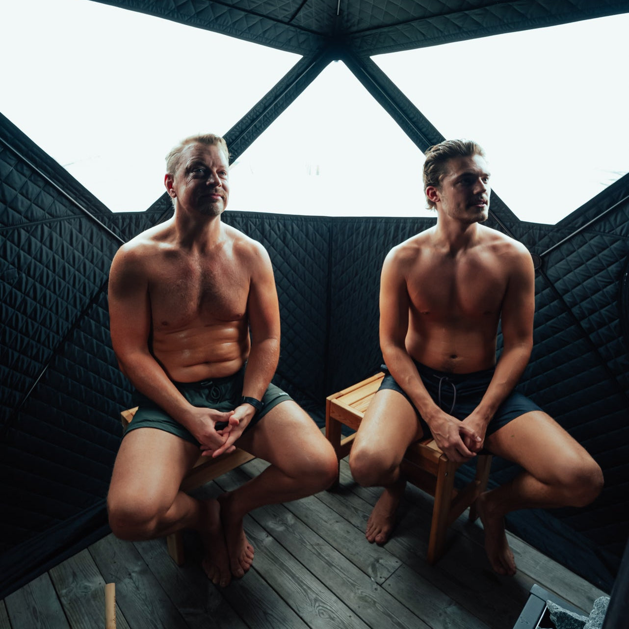 Set: Saunazelt Isen 2.0 + Ofen + Sauna-Zubehör