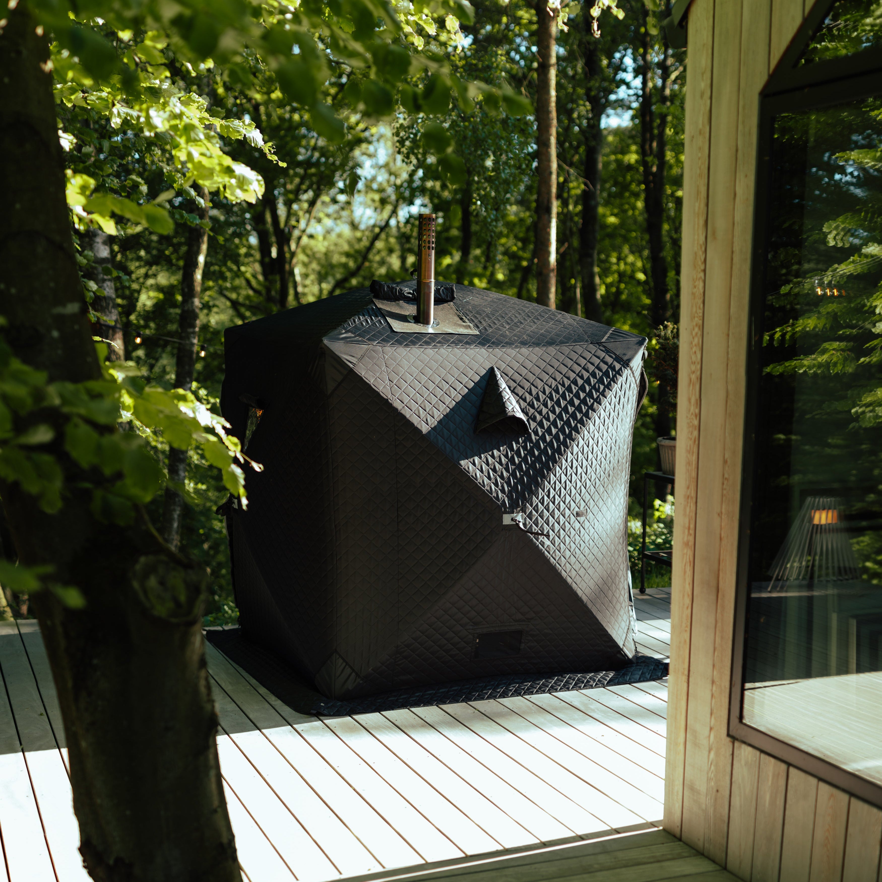 Set: Saunazelt Isen 2.0 + Ofen + Sauna-Zubehör