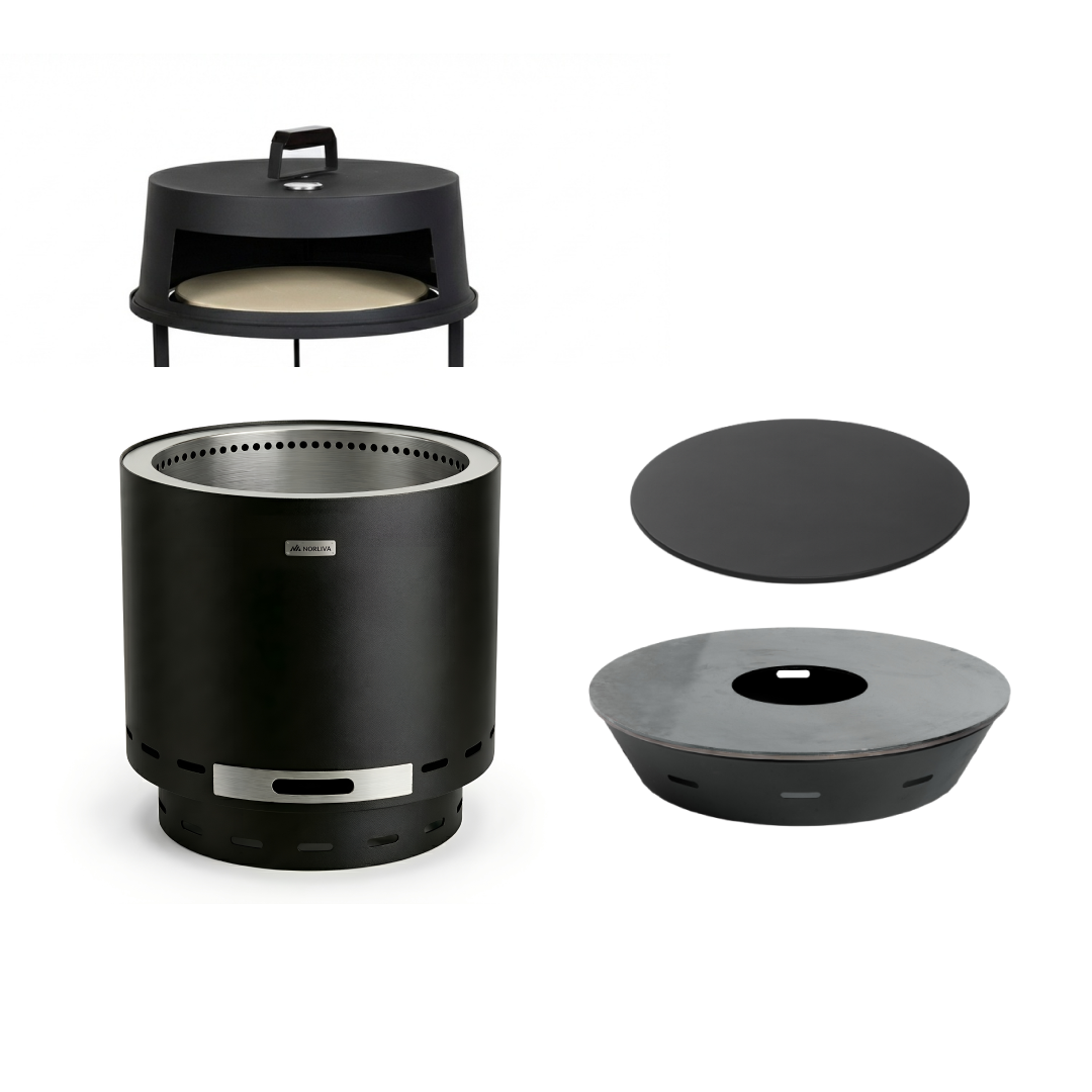Set: Skara + Deckel + Feuerplatten-Grill + Pizzaofen-Aufsatz