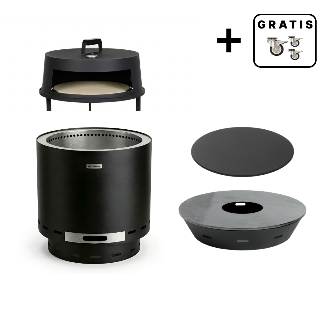 Set: Skara + Deckel + Feuerplatten-Grill + Pizzaofen-Aufsatz