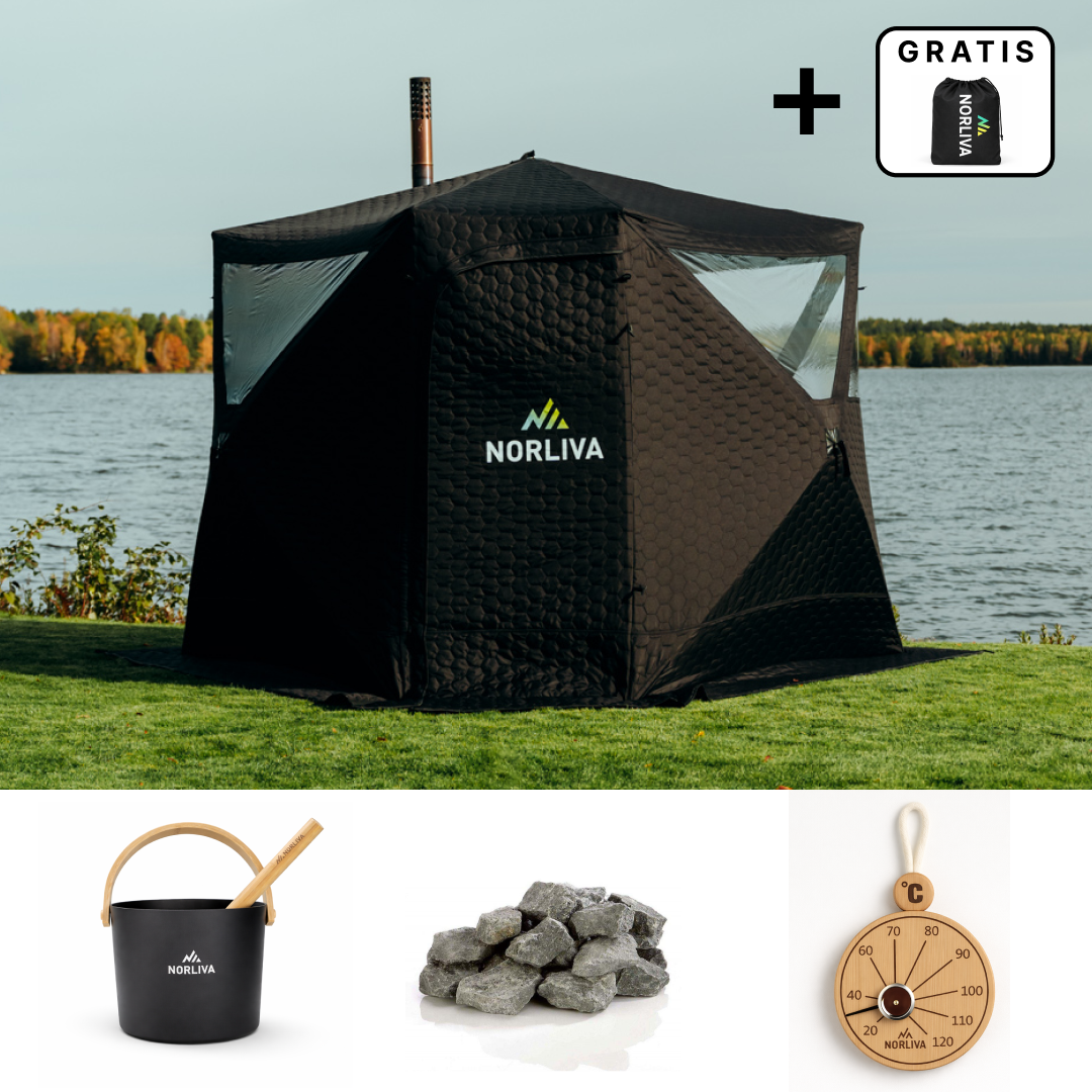 Set: Saunazelt Dalen 3.0 + Ofen + Sauna-Zubehör