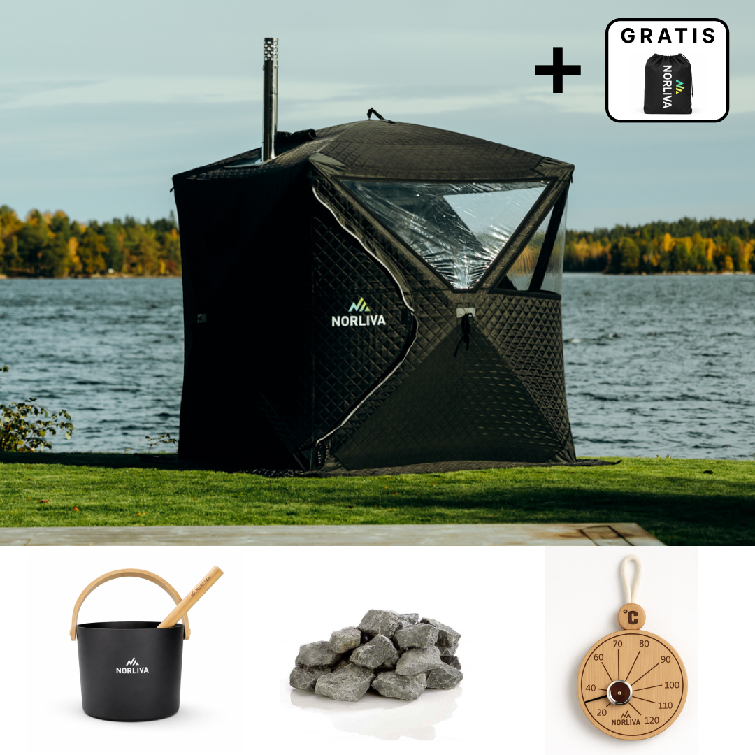 Set: Saunazelt Isen 3.0 + Ofen + Sauna-Zubehör