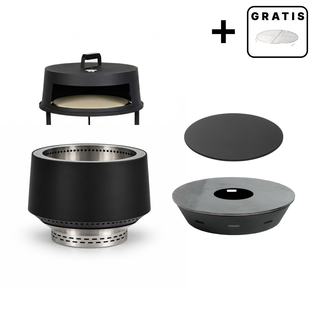 Set: Juna + Deckel + Feuerplatten-Grill + Pizzaofen-Aufsatz