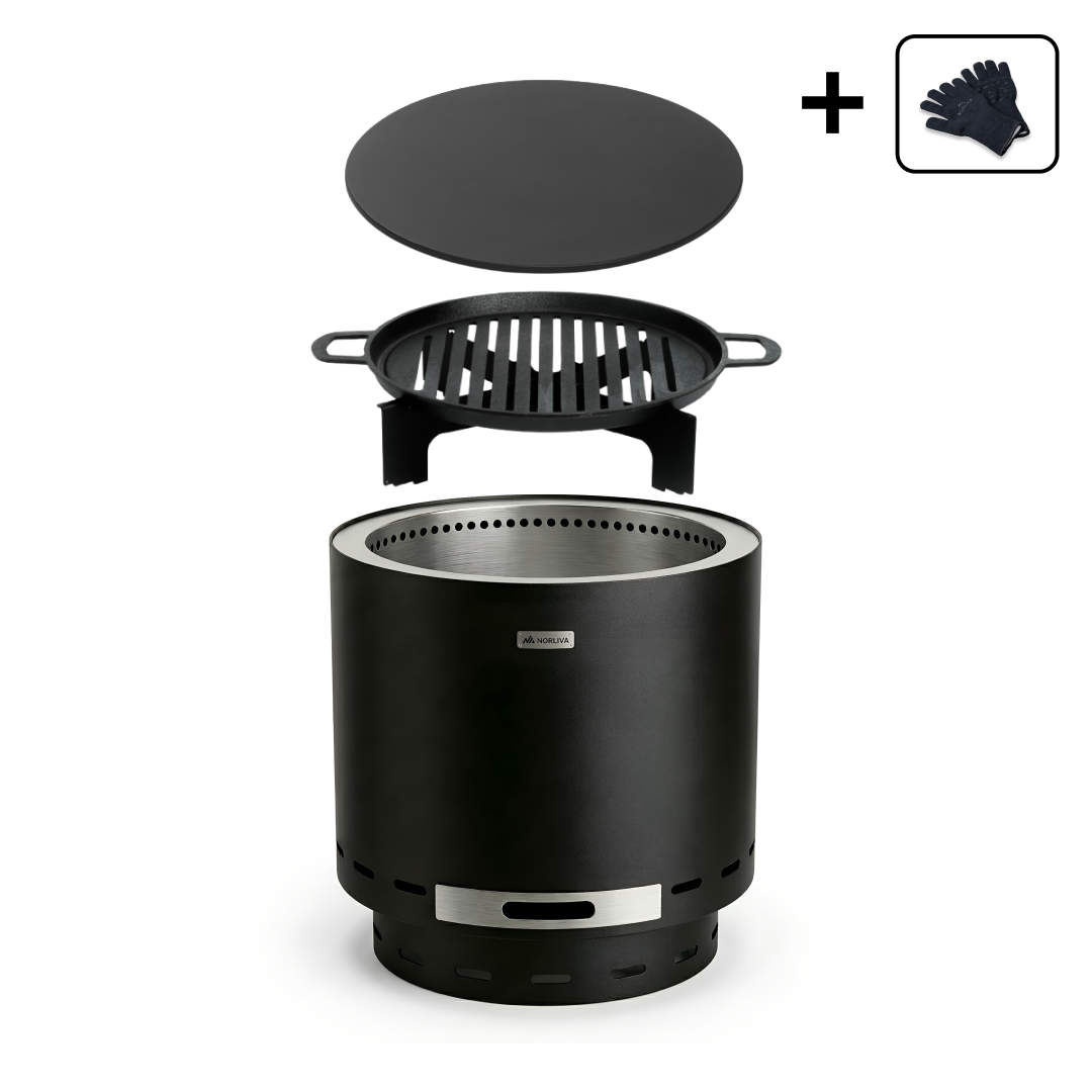 Set: Skara + Deckel + Gußeisen-Grillrost